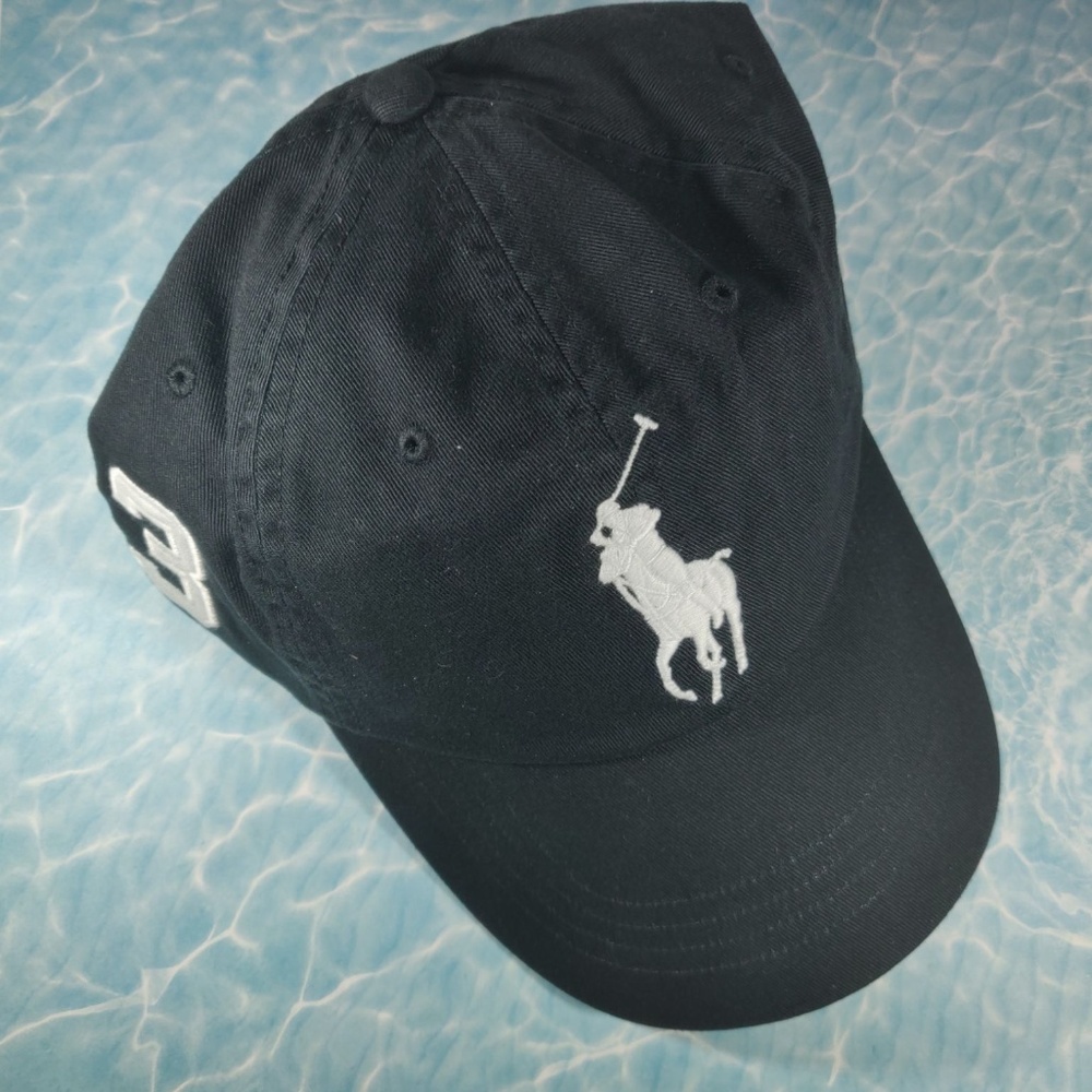NWT Polo Big Pony Black White Hat